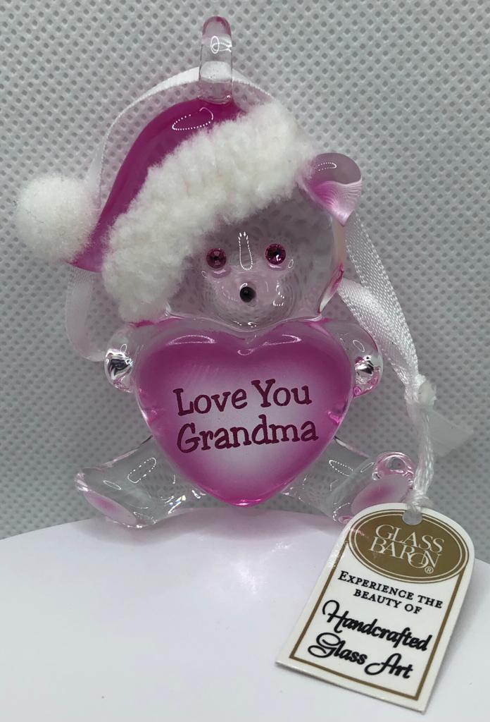 Glass Baron Ornament Bear Love You Grandma