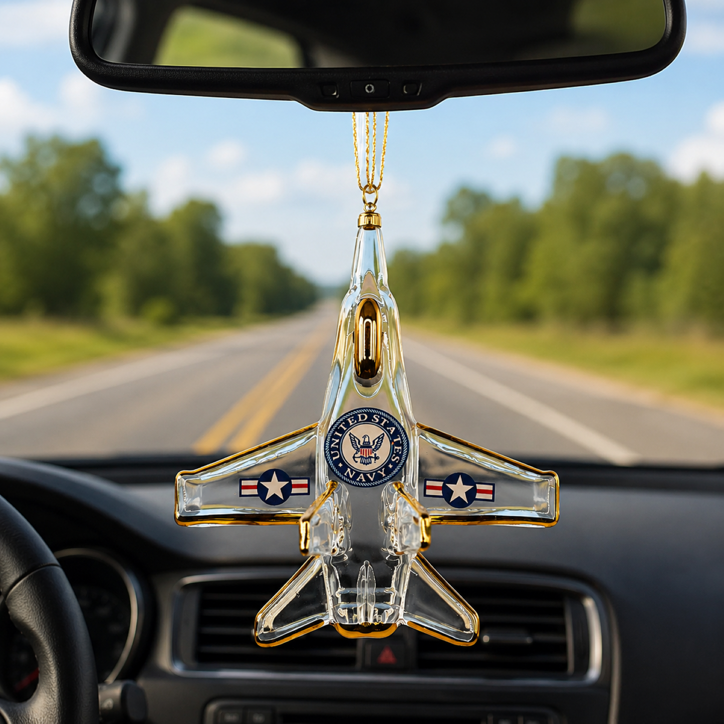 U.S. Navy F-18 Jet Glass Ornament Gift | Military Christmas Tree Decoration