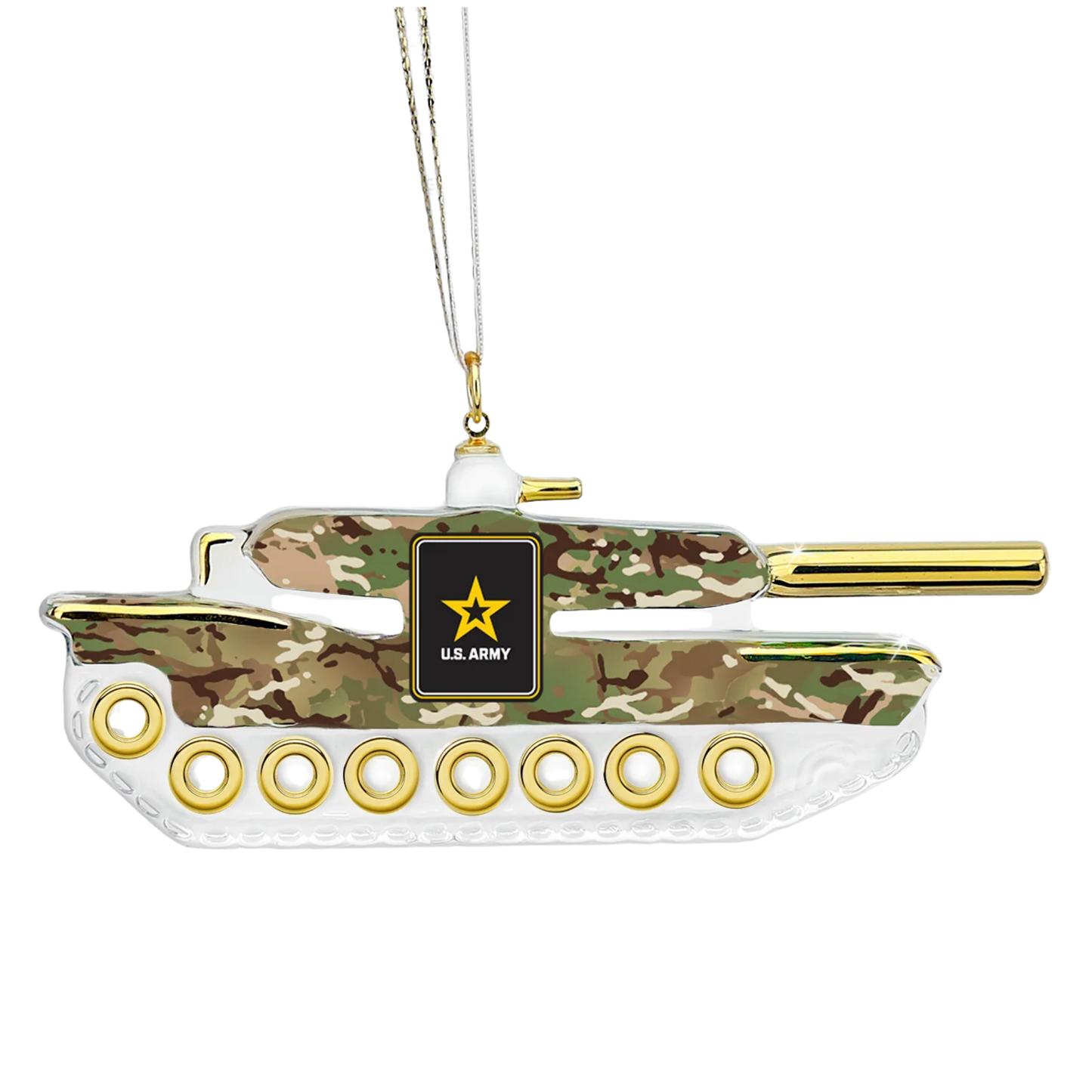 Handcrafted U.S. Army Tank Glass Ornament Official Military Licensed Christmas Decoration
