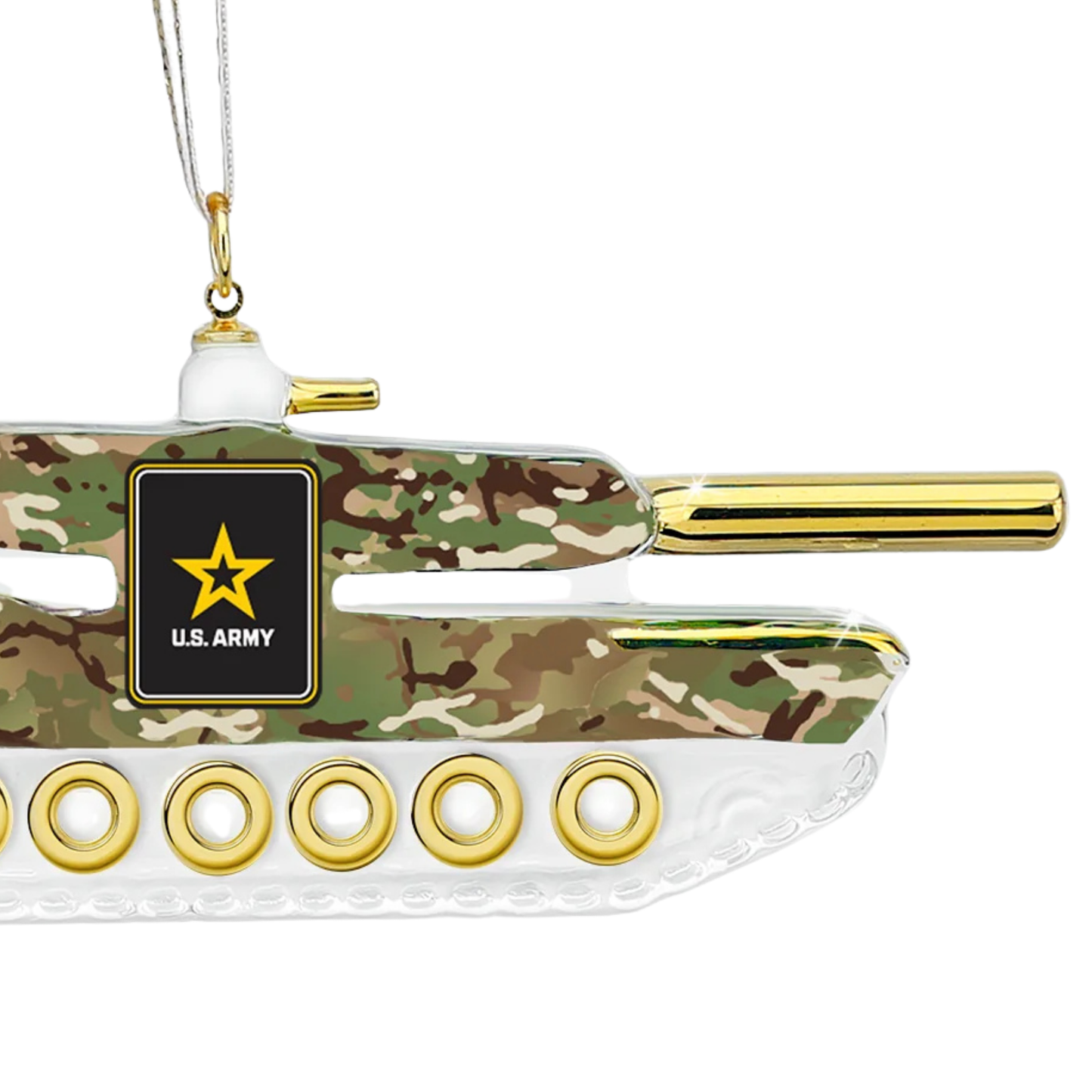 Handcrafted U.S. Army Tank Glass Ornament Official Military Licensed Christmas Decoration