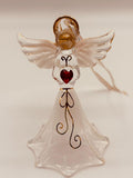 Angel with Red Crystal Heart Ornament | Inspirational Glass Gift Décor