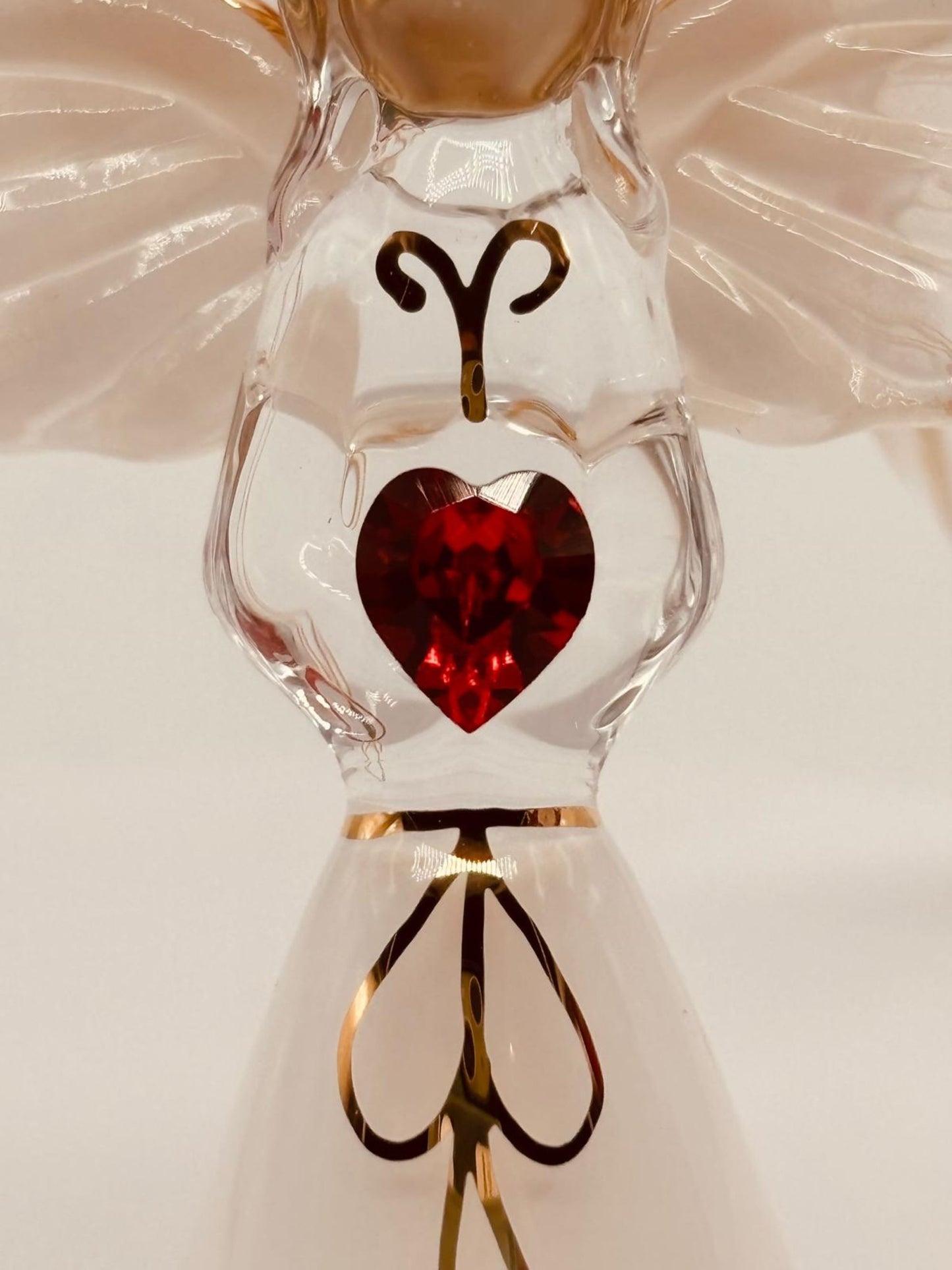 Angel with Red Crystal Heart Ornament | Inspirational Glass Gift Décor
