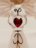Angel with Red Crystal Heart Ornament | Inspirational Glass Gift Décor