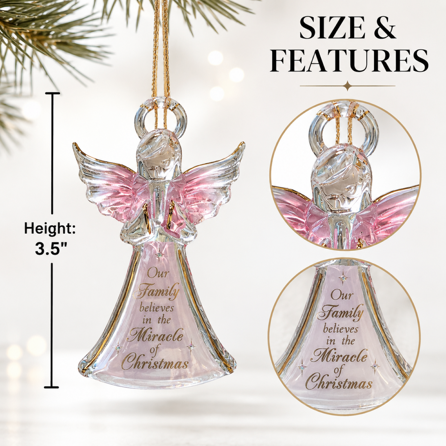 Angel Christmas Ornament – Glass Angel Ornament, Family Religious Christmas Decoration, Christian Gift