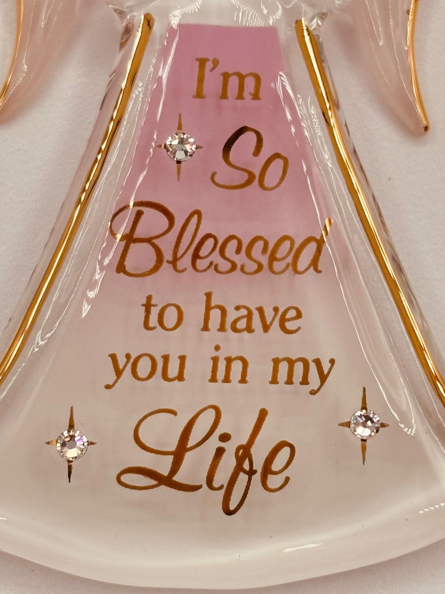 “I’m Blessed” Angel Ornament | Inspirational Glass Display Décor