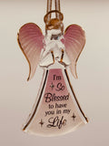 “I’m Blessed” Angel Ornament | Inspirational Glass Display Décor
