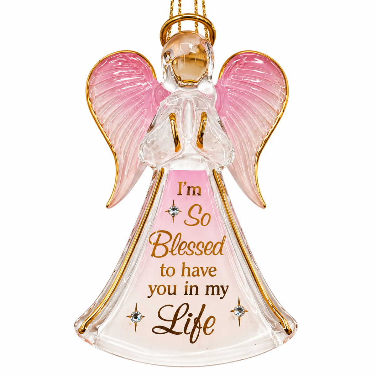 Angel Ornament, Handcrafted Pink Angel, Blessed Gift, Angel Gift, Christian Decor, Inspirational Gift