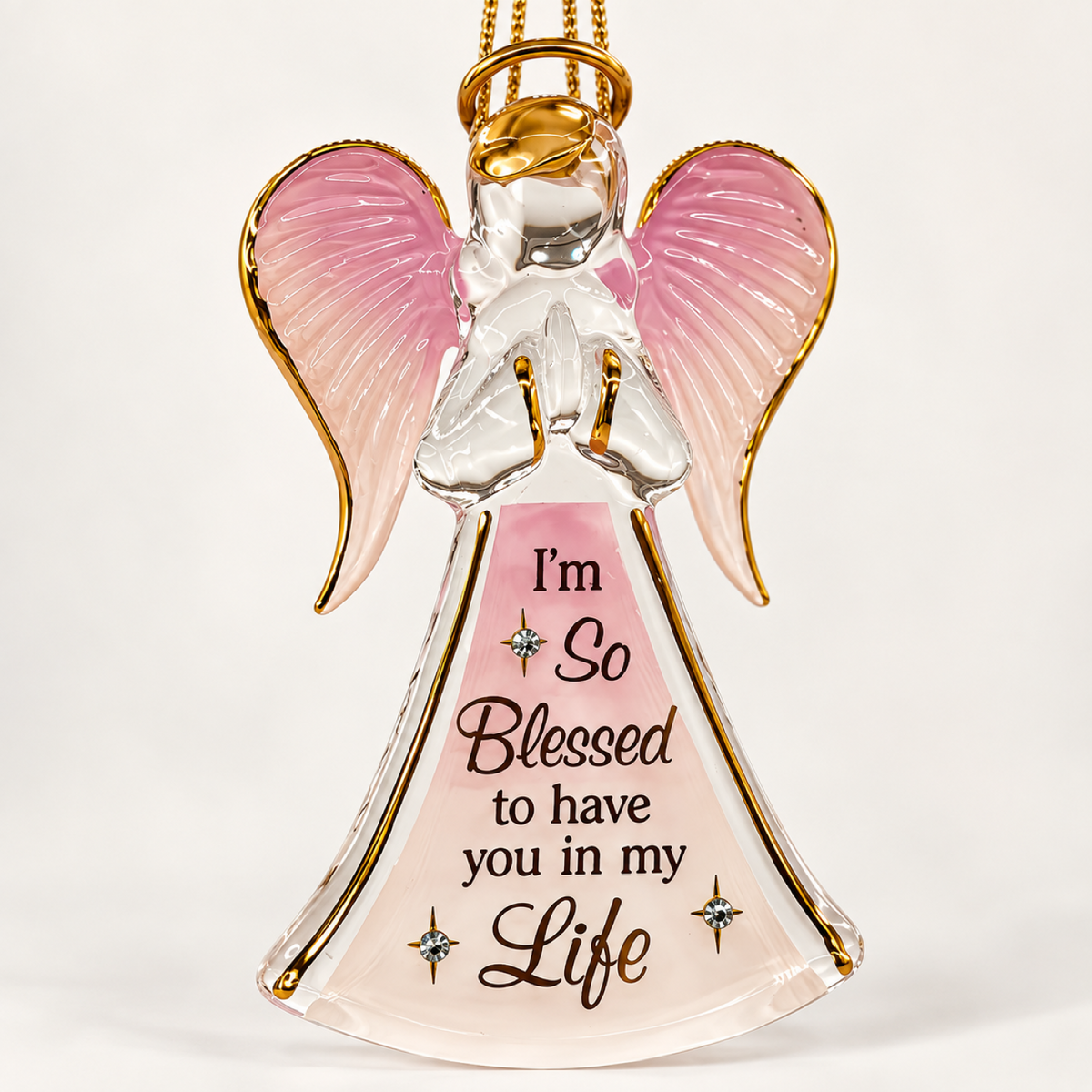 Angel Ornament, Handcrafted Pink Angel, Blessed Gift, Angel Gift, Christian Decor, Inspirational Gift