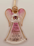 “I’m Blessed” Angel Ornament | Glass Angel Gift with Crystal Heart