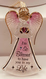 “I’m Blessed” Angel Ornament | Glass Angel Gift with Crystal Heart