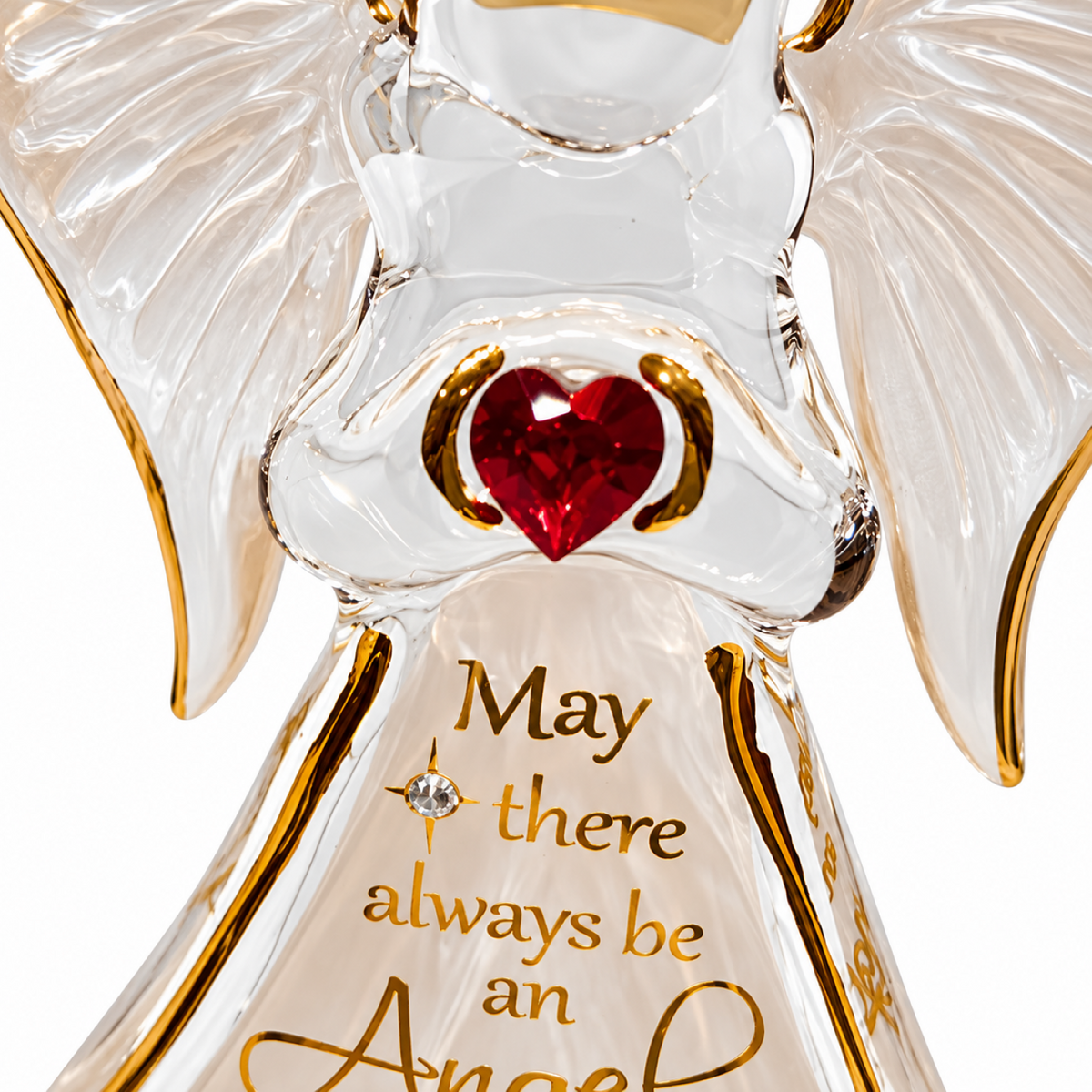 Angel Christmas Ornament – Glass Angel Ornament with Red Crystal Heart, Guardian Angel Gift, Memorial Christmas Ornament
