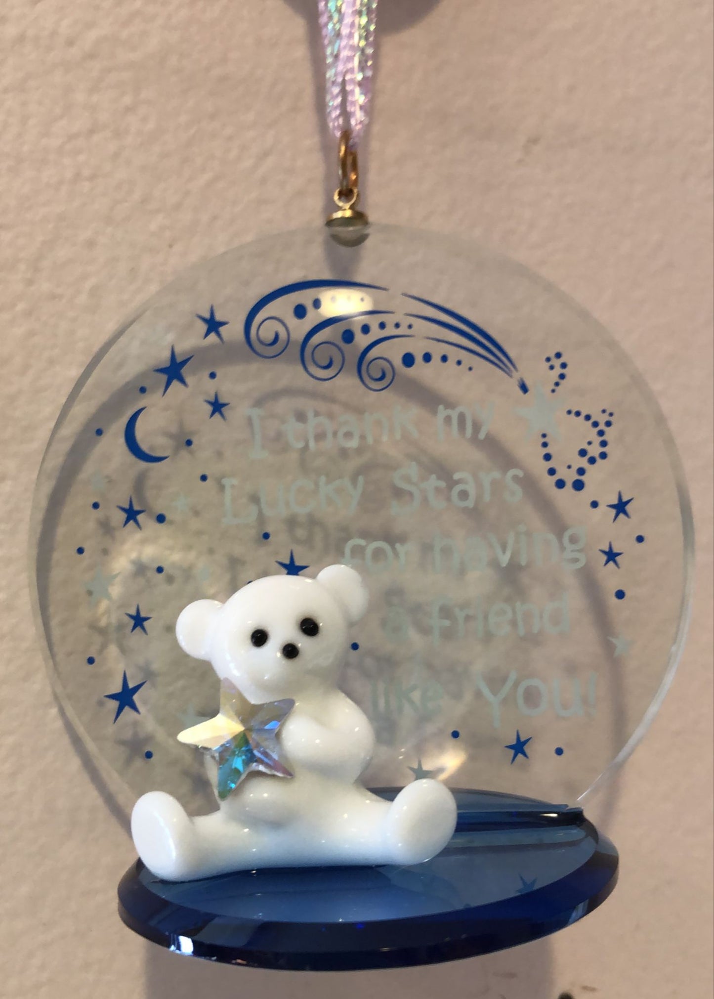 Handmade Glass Bear Ornament Holiday Gift Decor