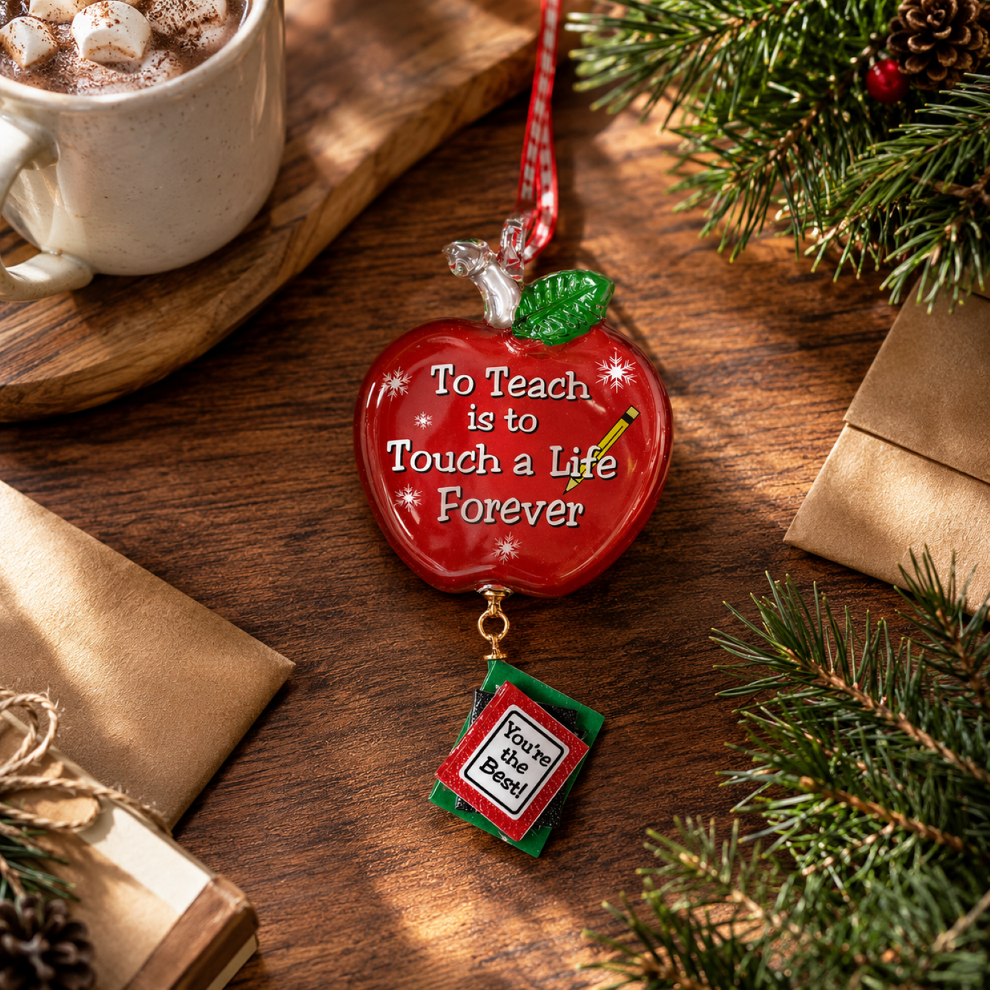 Teacher Glass Ornament, Teacher Christmas Ornament, To Teach Is to Touch a Life Forever Ornament, Teacher Appreciation Gift, Classroom Holiday Gift