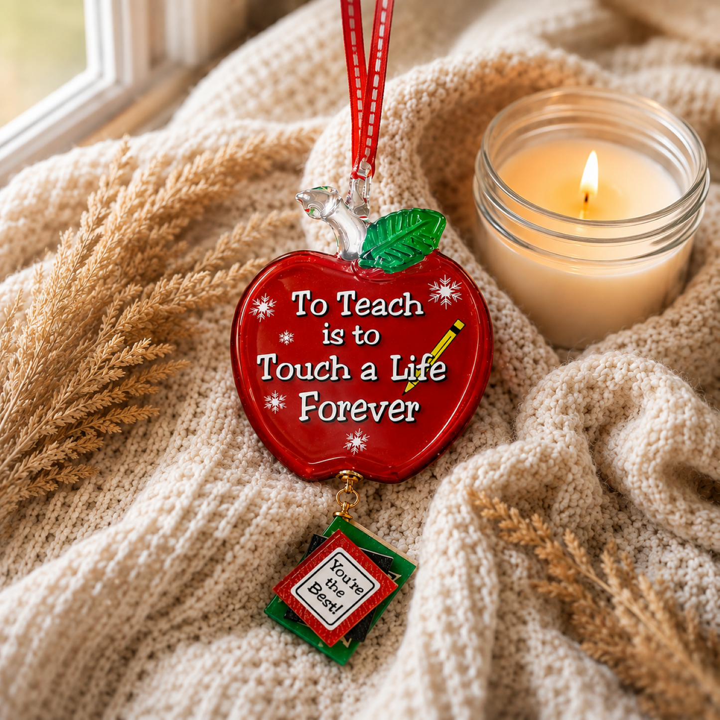 Teacher Glass Ornament, Teacher Christmas Ornament, To Teach Is to Touch a Life Forever Ornament, Teacher Appreciation Gift, Classroom Holiday Gift