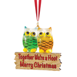Glass owl pair ornament for Christmas décor