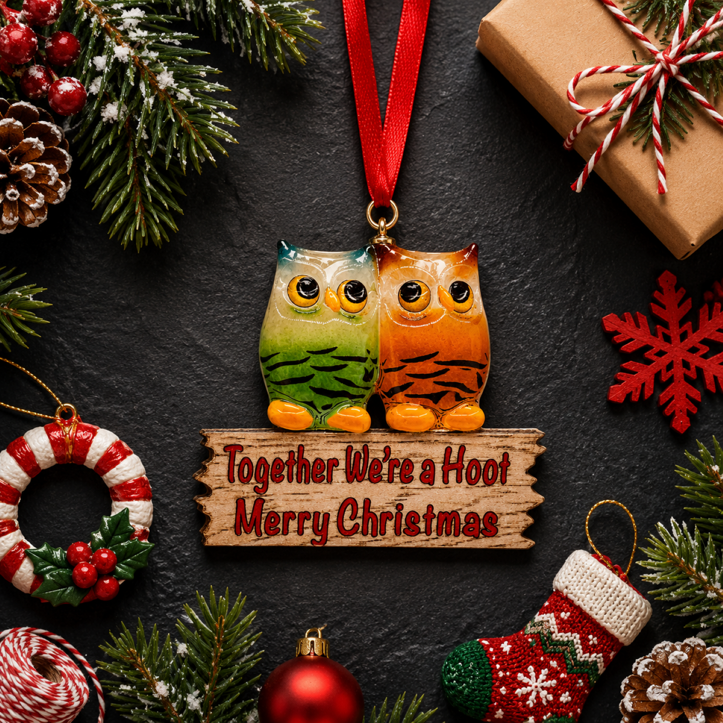 Owl Christmas Ornament – Glass Owl Ornament, Christmas Tree Ornament, Friendship Christmas Gift, Owl Holiday Decor