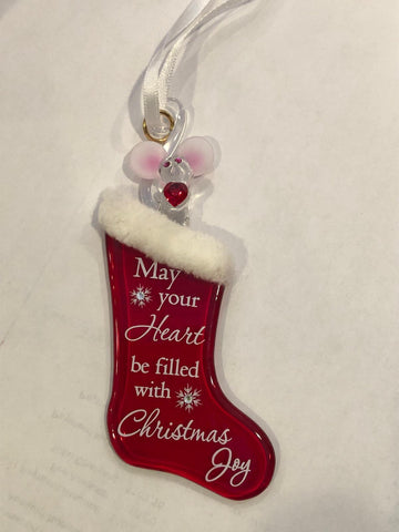 Christmas Stocking with Mouse Ornament, Holiday Decor, Hanging Ornament, Home Decor