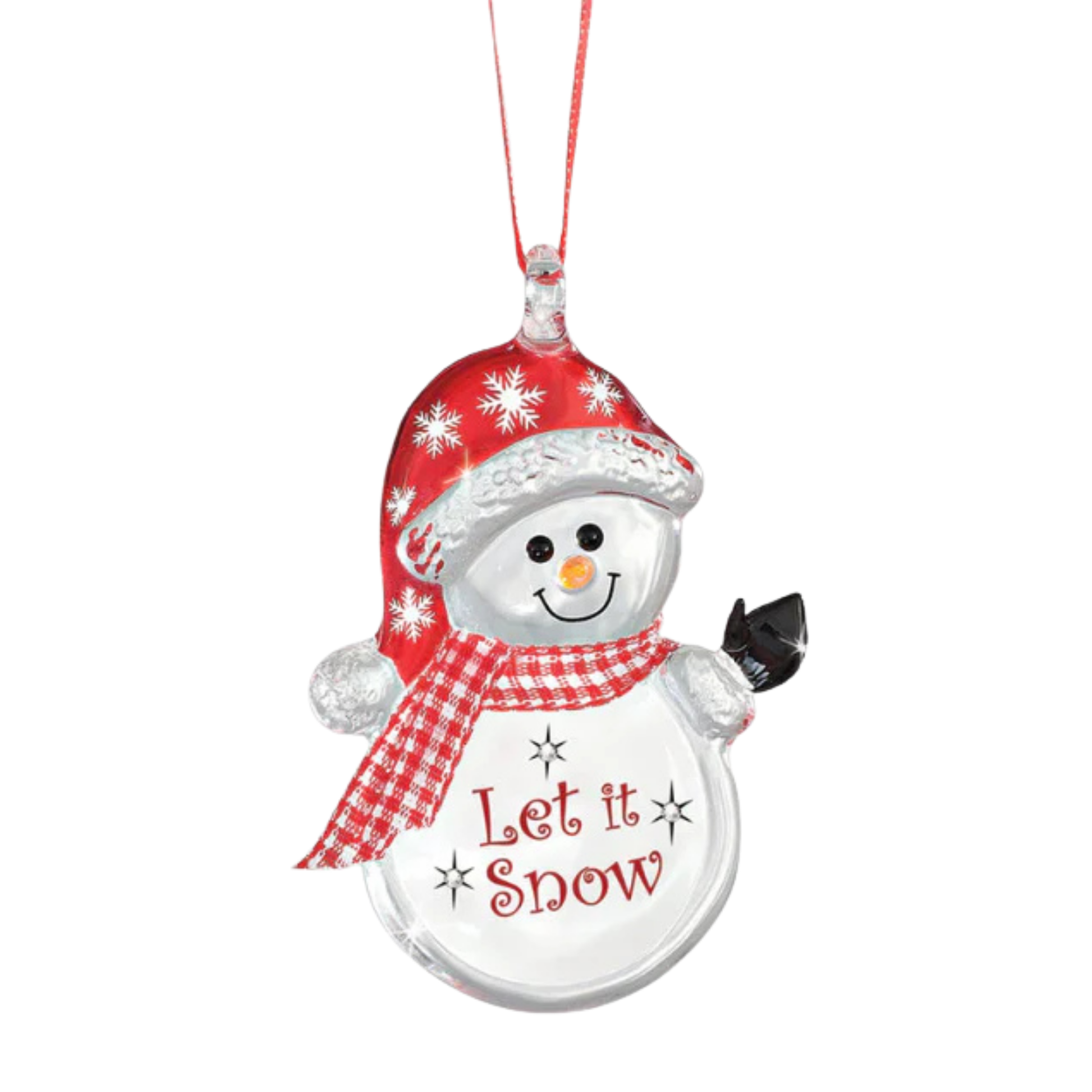 snowman christmas ornament let it snow glass holiday tree decoration winter decor gift