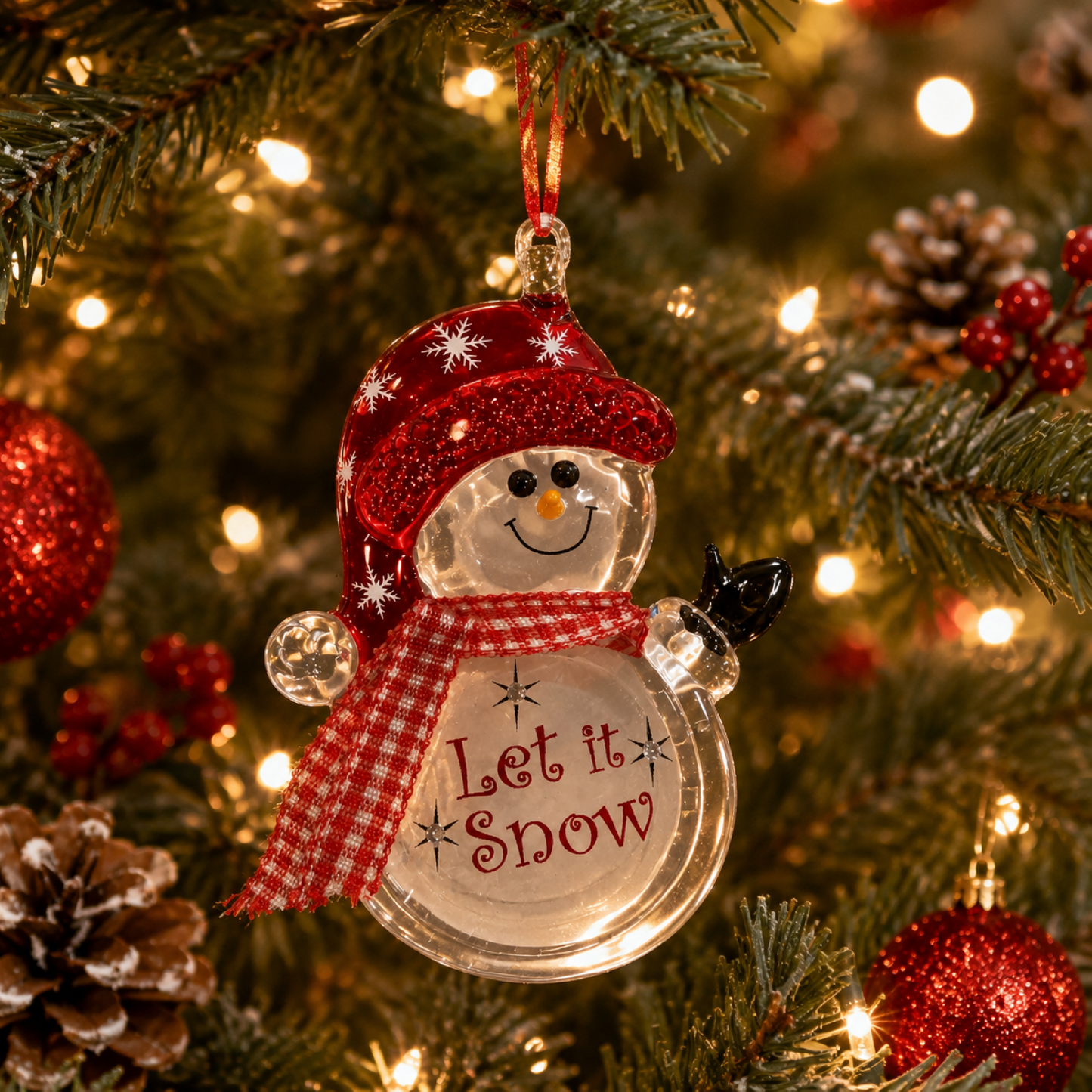Snowman Christmas Ornament, Glass Snowman Ornament, Christmas Tree Ornament, Holiday Ornament, Winter Decor, Snowman Gift