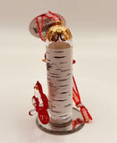 Cardinal Feeder Ornament | Handcrafted Glass Bird Feeder with Crystal Accents