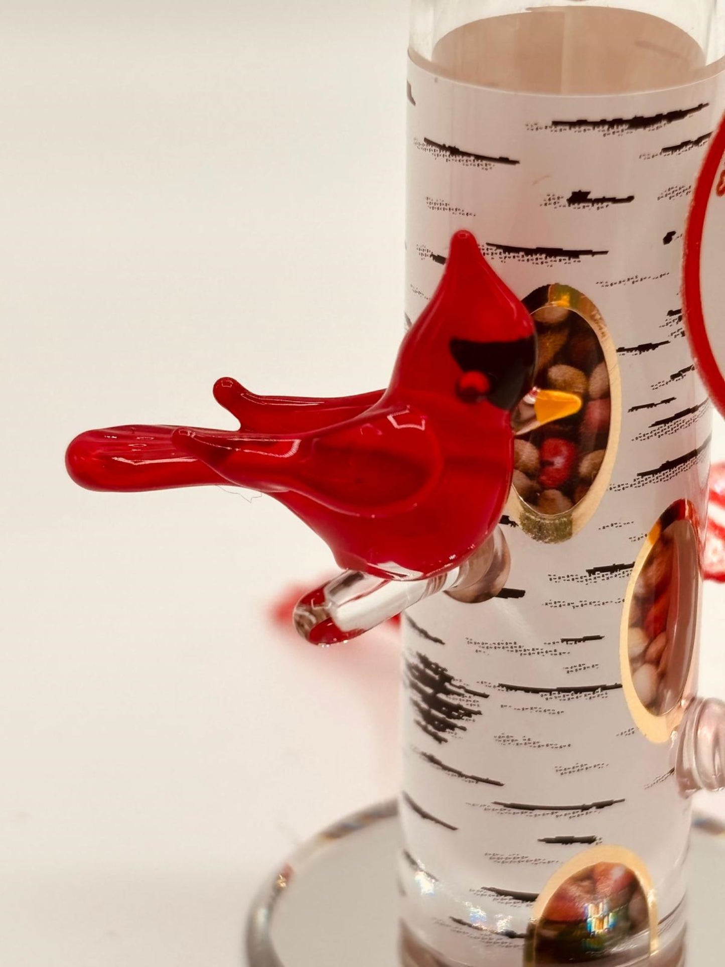 Cardinal Bird Feeder Ornament Glass Red Cardinal Memorial Bird Christmas Hanging Decor