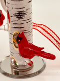 Cardinal Feeder Ornament | Handcrafted Glass Bird Feeder with Crystal Accents