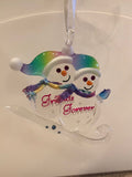 Christmas Snow Friends Ornament, Handmade Decor Friends Forever Ornament, Holiday Ornament