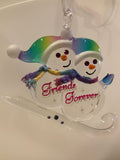 Christmas Snow Friends Ornament, Handmade Decor Friends Forever Ornament, Holiday Ornament