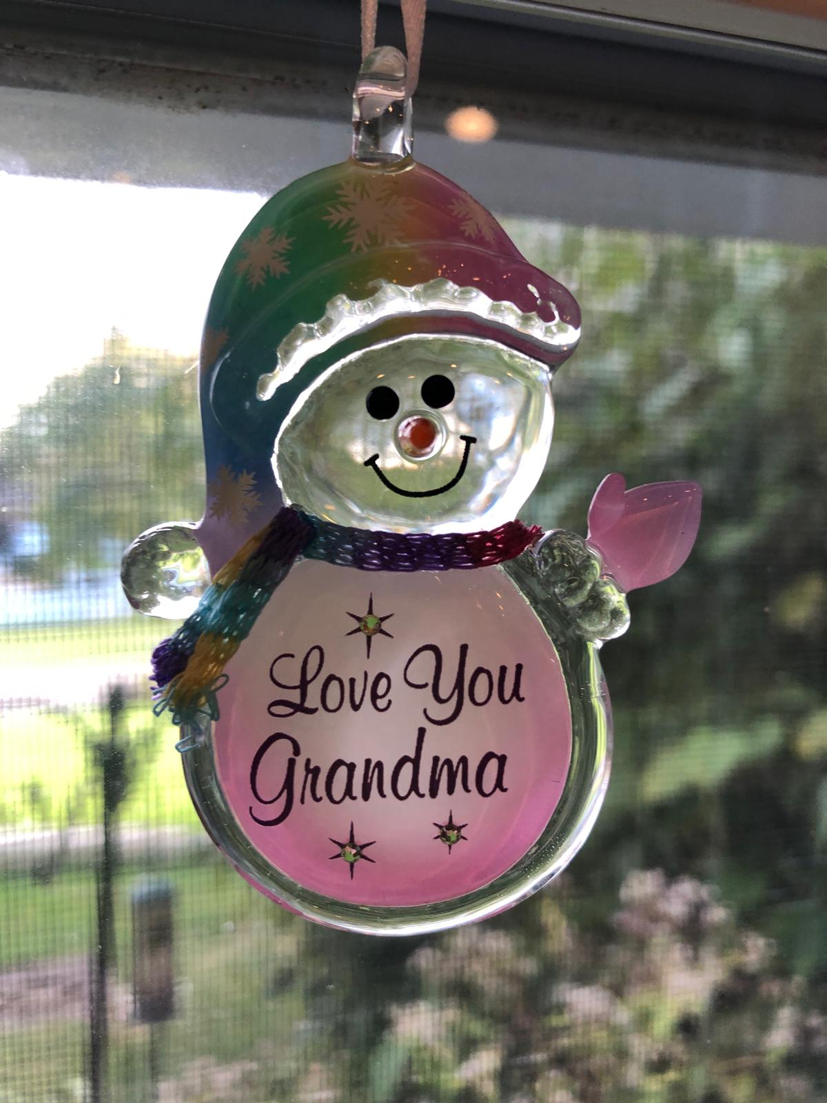 Love You Grandma Snowman Ornament Handcrafted Glass Christmas Gift for Grandma