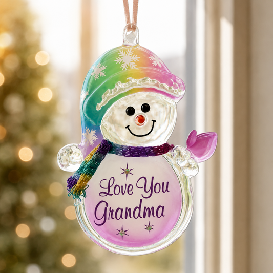 Love You Grandma Snowman Ornament Handcrafted Glass Christmas Gift for Grandma