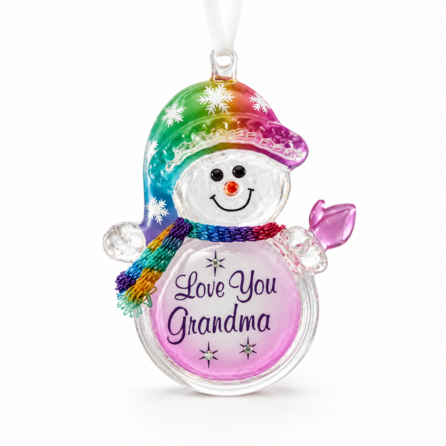 Love You Grandma Snowman Ornament Handcrafted Glass Christmas Gift for Grandma