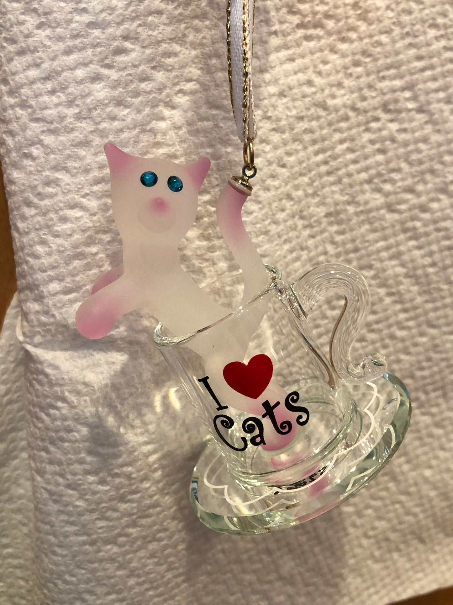 Cat Lover Gift I Love Cats Ornament Glass Cat Figurine Cute Cat Decor