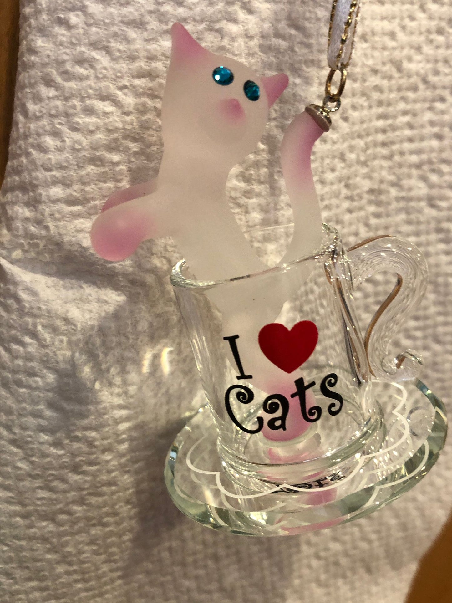 Cat Lover Gift I Love Cats Ornament Glass Cat Figurine Cute Cat Decor