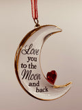 Love You to the Moon Ornament | Crescent Moon Glass Gift Décor
