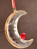 Love You to the Moon Ornament | Crescent Moon Glass Gift Décor