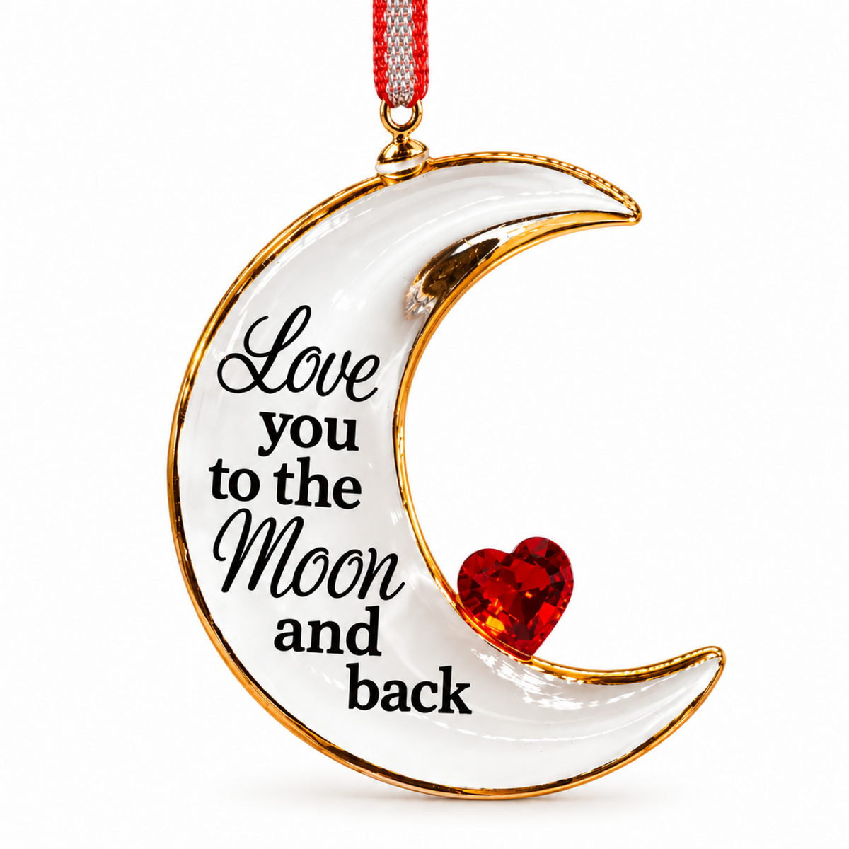 Crescent Moon Ornament, Handcrafted Glass Moon Decor, Love You to the Moon and Back Gift, Romantic Gift