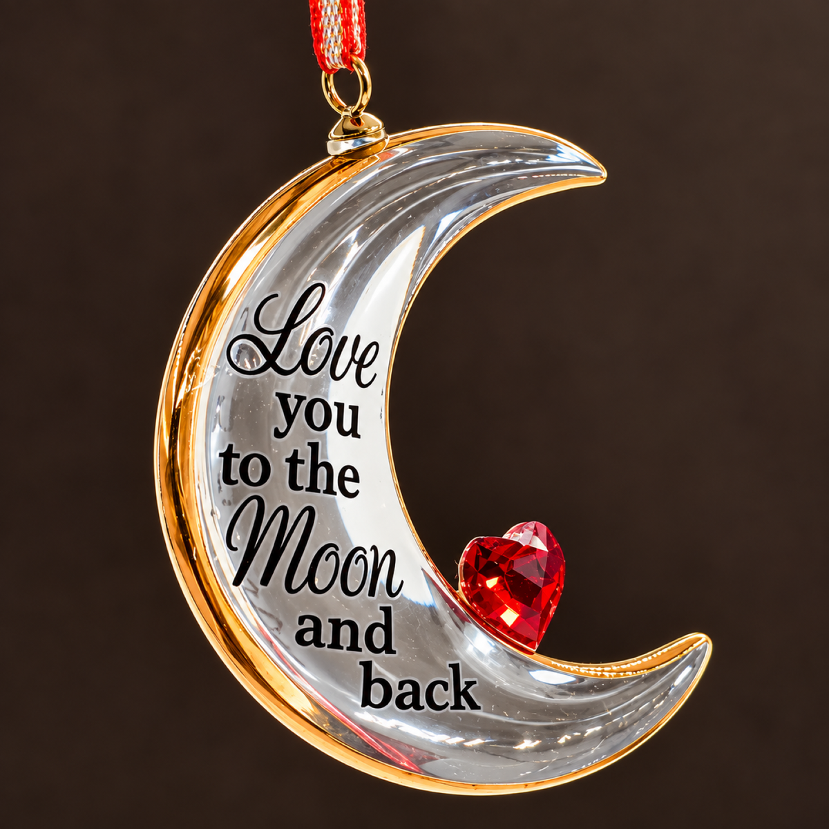 Crescent Moon Ornament, Handcrafted Glass Moon Decor, Love You to the Moon and Back Gift, Romantic Gift