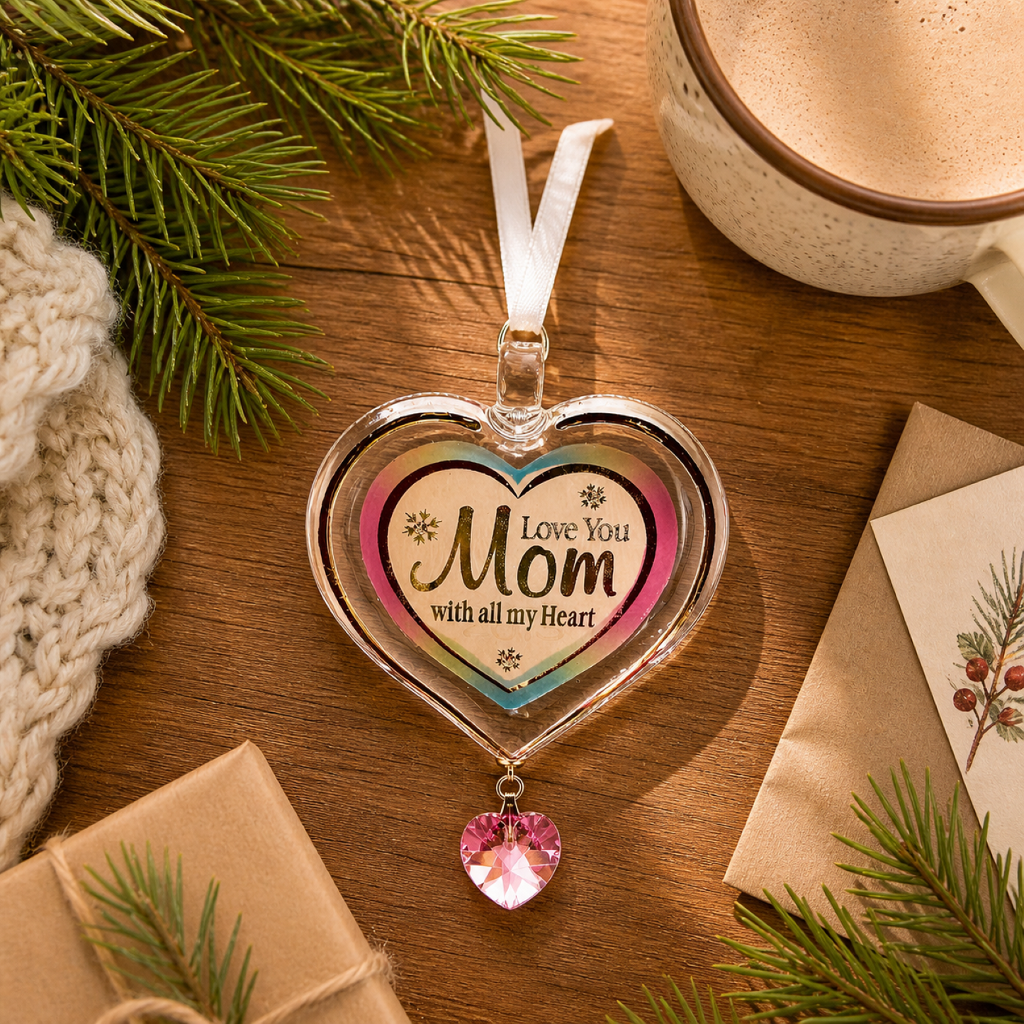 Love You Mom Heart Ornament | Mother's Day Gift | Mother Appreciation Decor