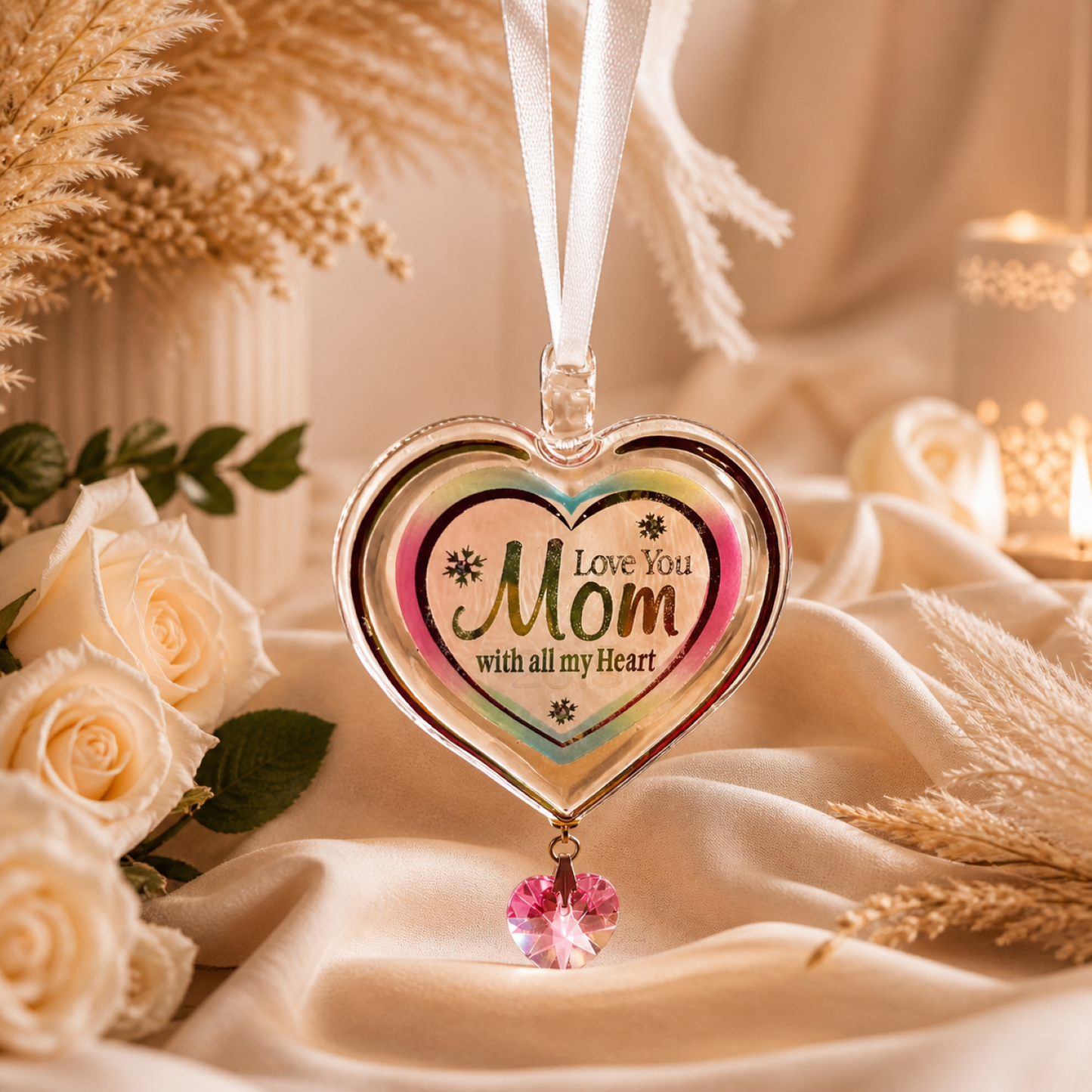 Love You Mom Heart Ornament | Mother's Day Gift | Mother Appreciation Decor