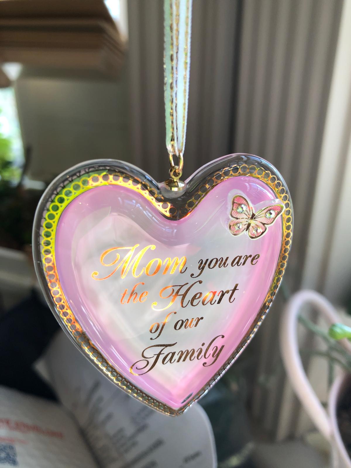 Mom Heart of Our Family Ornament | Crystal Heart Mother’s Gift