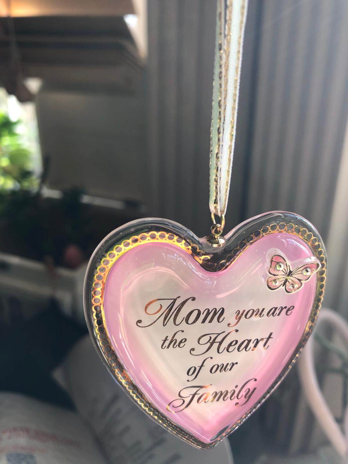 Mom Heart of Our Family Ornament | Crystal Heart Mother’s Gift