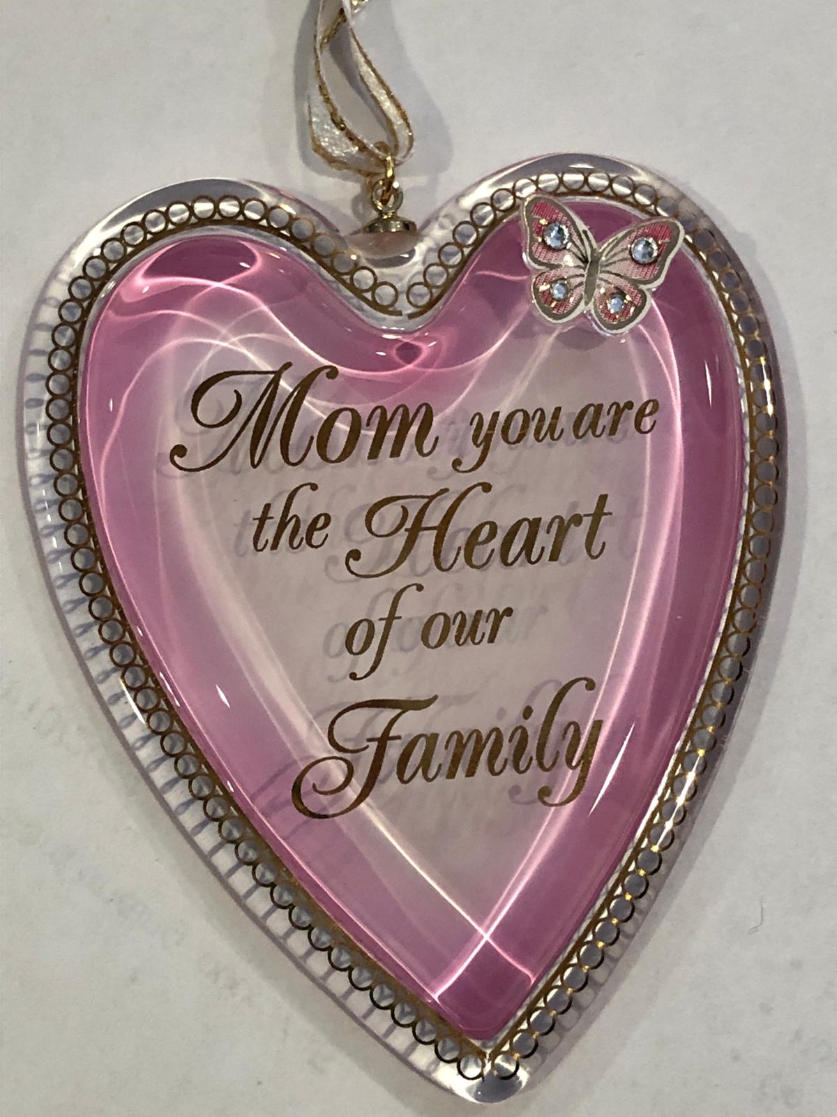 Mom Heart of Our Family Ornament | Crystal Heart Mother’s Gift