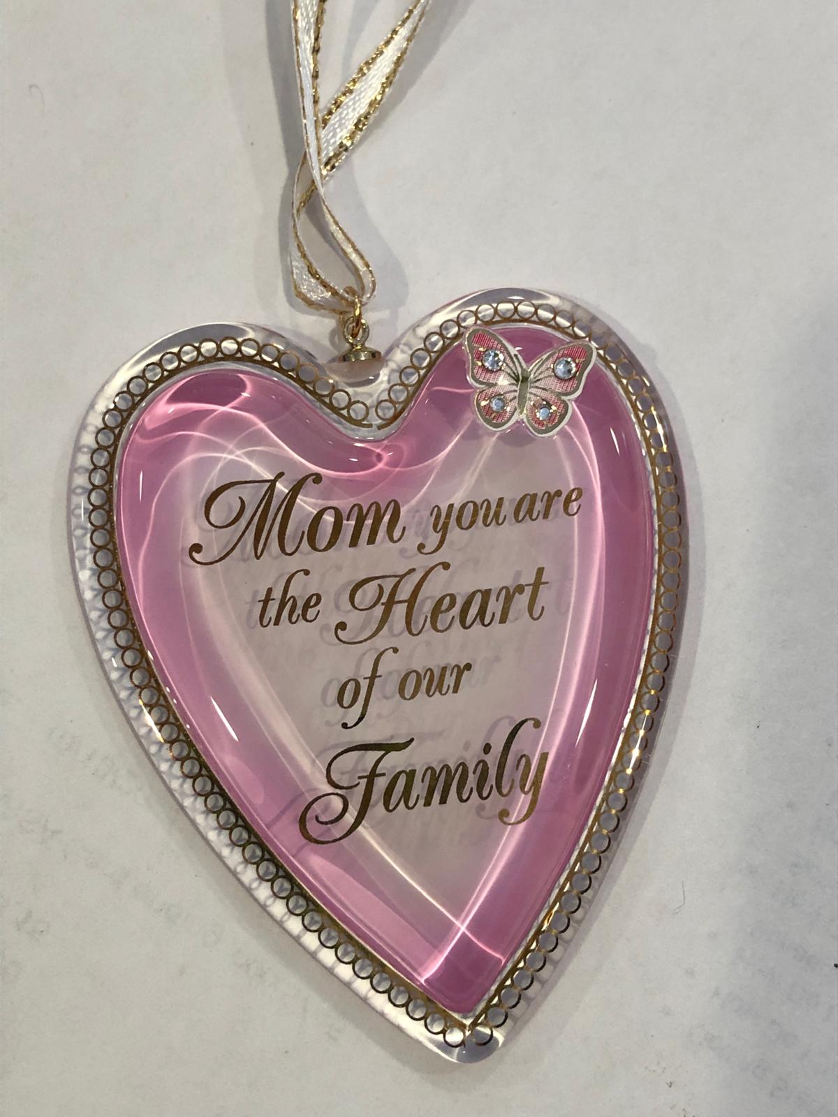 Mom Heart of Our Family Ornament | Crystal Heart Mother’s Gift