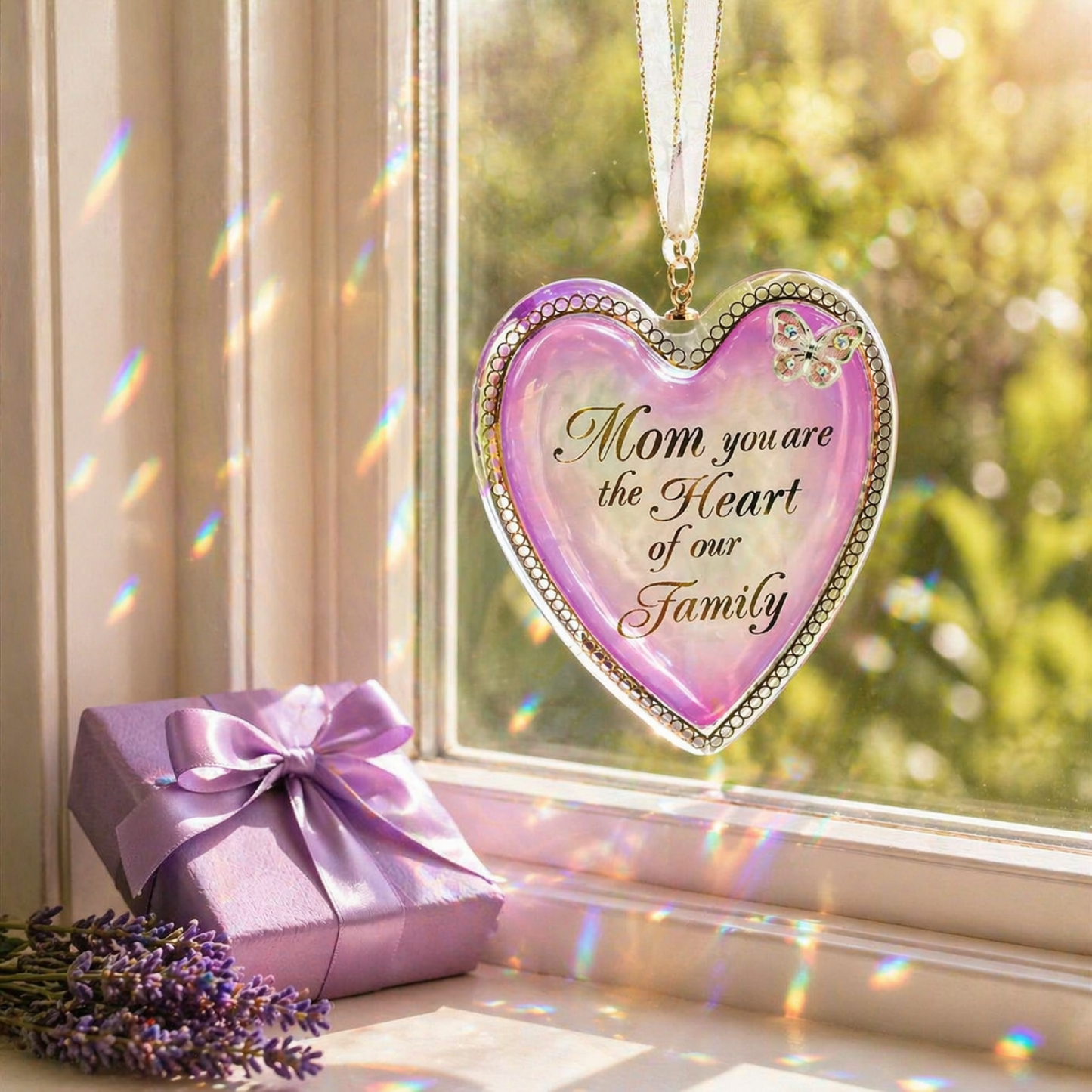 Mom Heart of Our Family Ornament | Crystal Heart Mother’s Day Gift