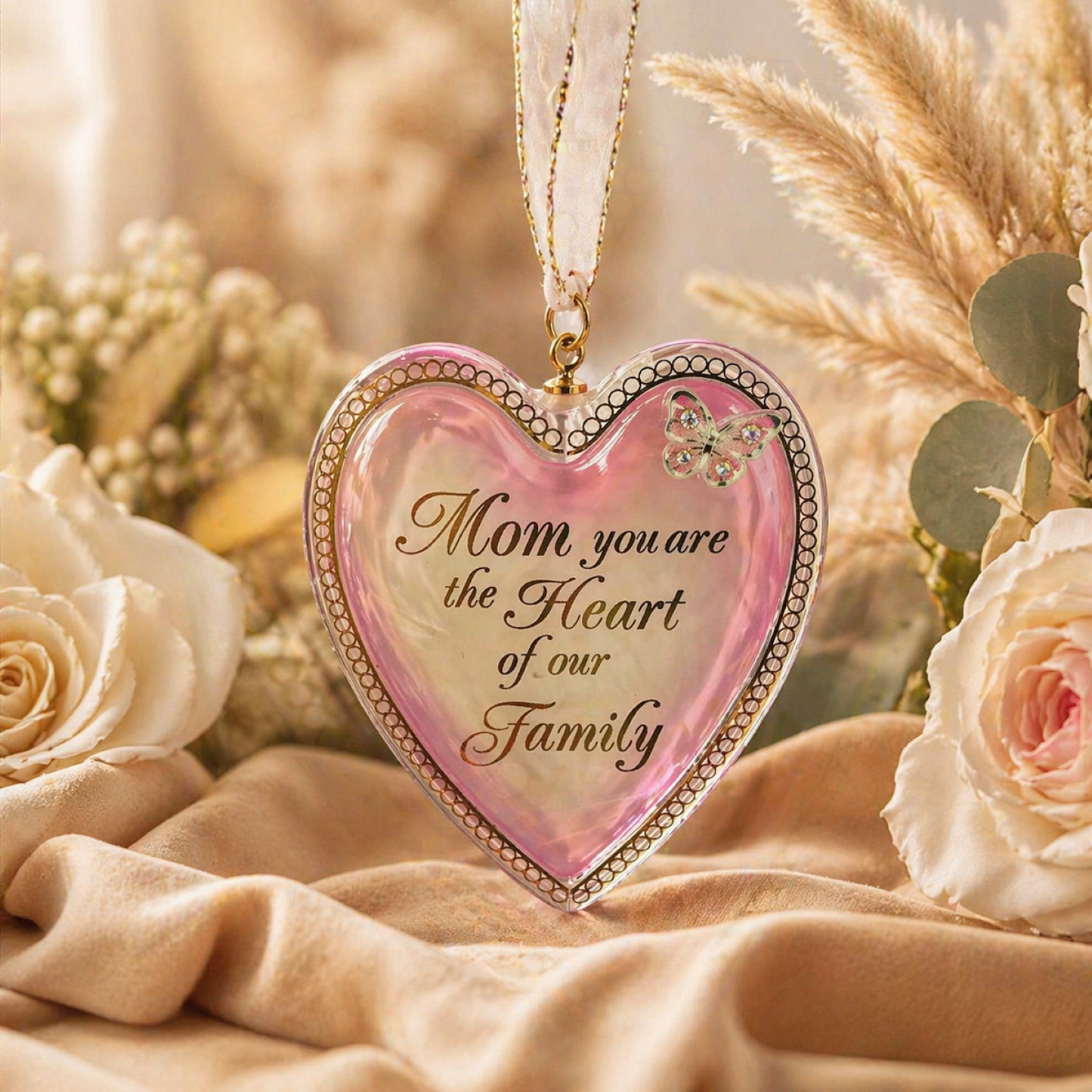Mom Heart of Our Family Ornament | Crystal Heart Mother’s Day Gift