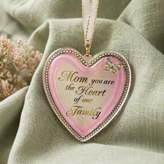 Mom Heart of Our Family Ornament | Crystal Heart Mother’s Day Gift
