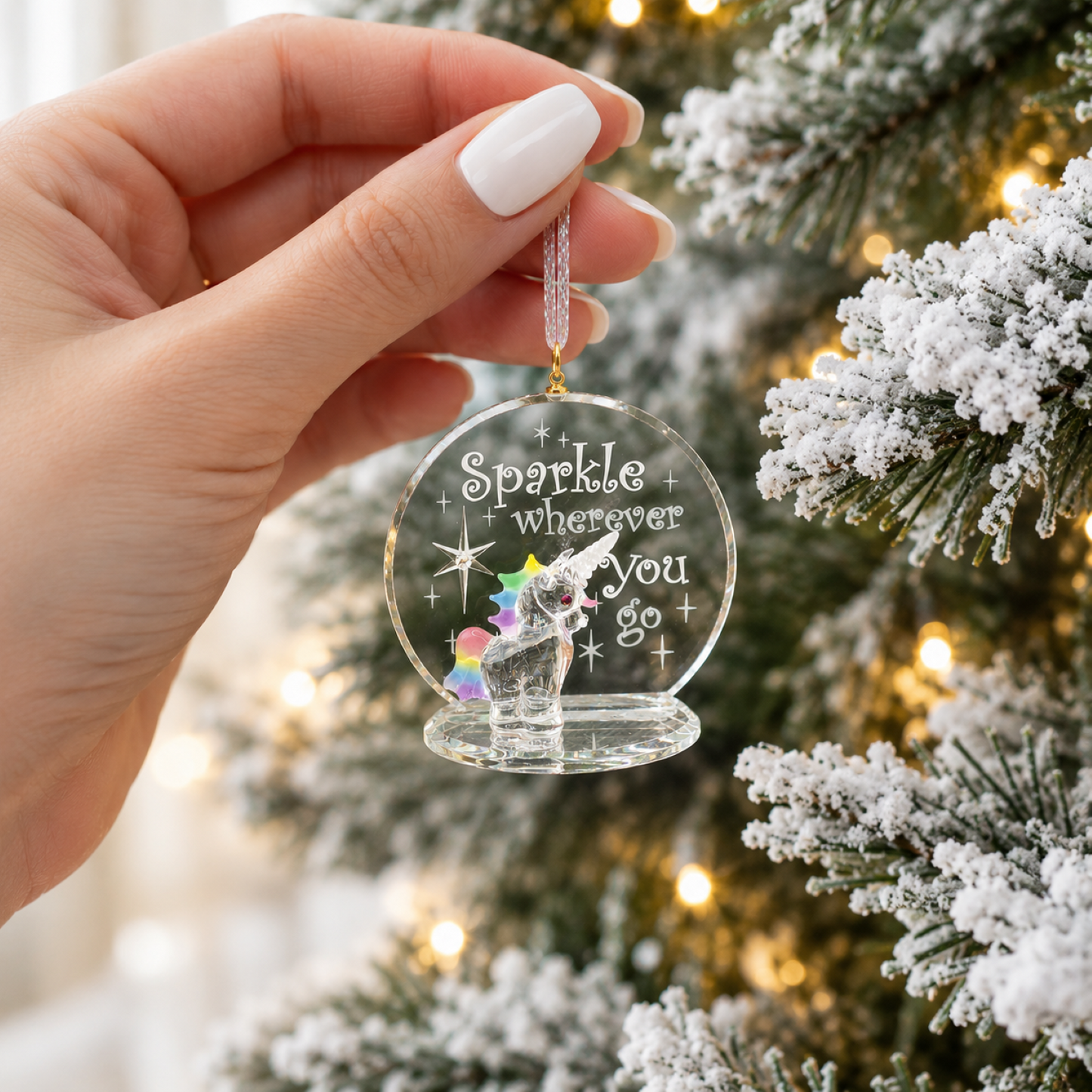 Glass Unicorn Christmas Ornament – Rainbow Unicorn Gift, Christmas Tree Decor