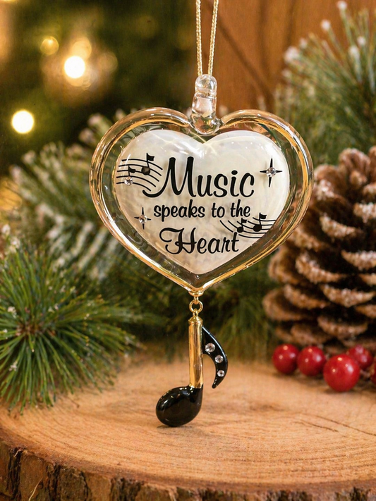 music speaks to the heart glass ornament musical note hanging decor gift for music lover teacher