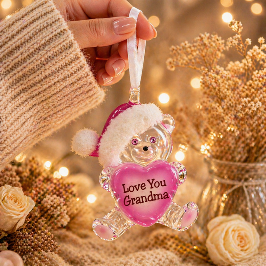 Bear Glass Ornament Grandma Gift Grandmother Hanging Decor