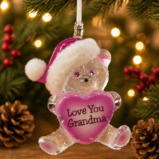Bear Glass Ornament Grandma Gift Grandmother Hanging Decor